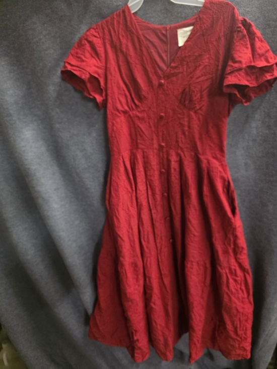 C. Wonder Dresses & Skirts - C. Wonder Red V-Neck Button-Front Midi Dress